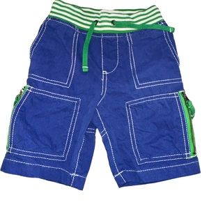 Mini Boden blue green techno shorts rub waist 2Y